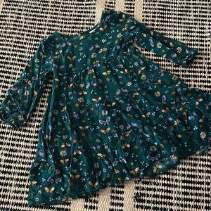 Jumping Beans Size 2T Green Floral print Long Sleeve Dress